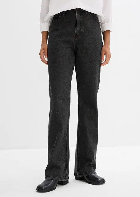 Loose straight jeans comfortabele tailleband met strass, bonprix