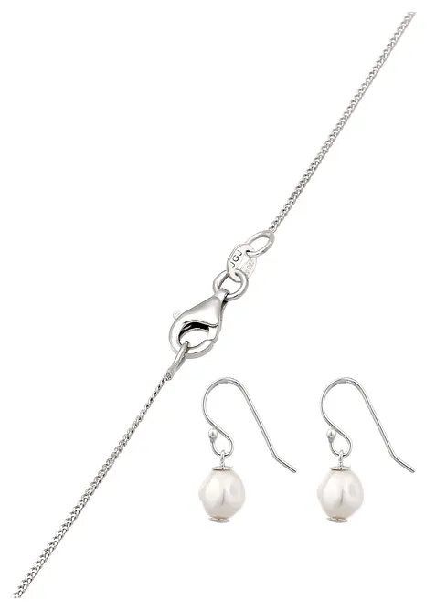 Elli ketting & oorringen van 925 sterling zilver (3-dlg. sieradenset), elli