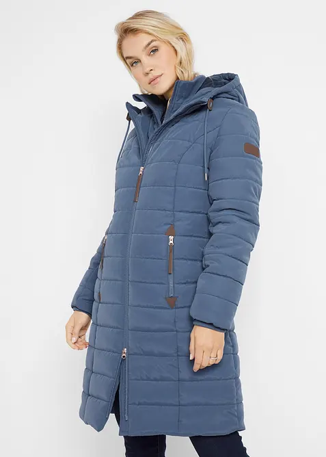 Lange gewatteerde jas, 2-in-1 look, bonprix