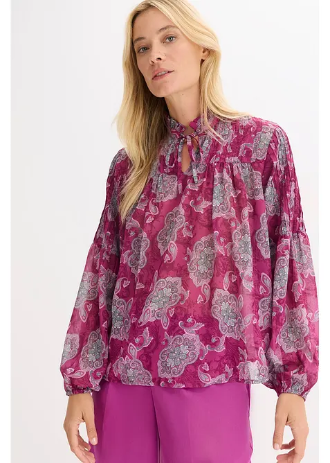 Satijnen tuniek met biezen, bonprix