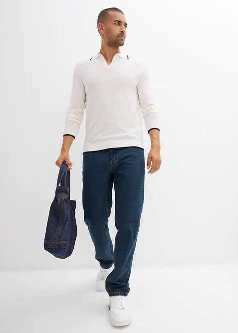 Fijngebreide trui met contrasterende details, bonprix