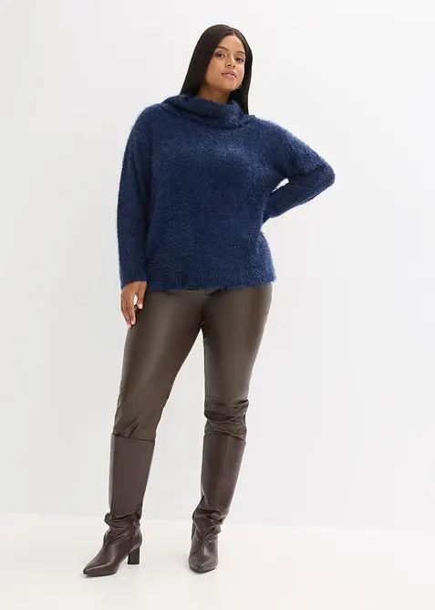 Oversized fluffy trui met een col, bonprix