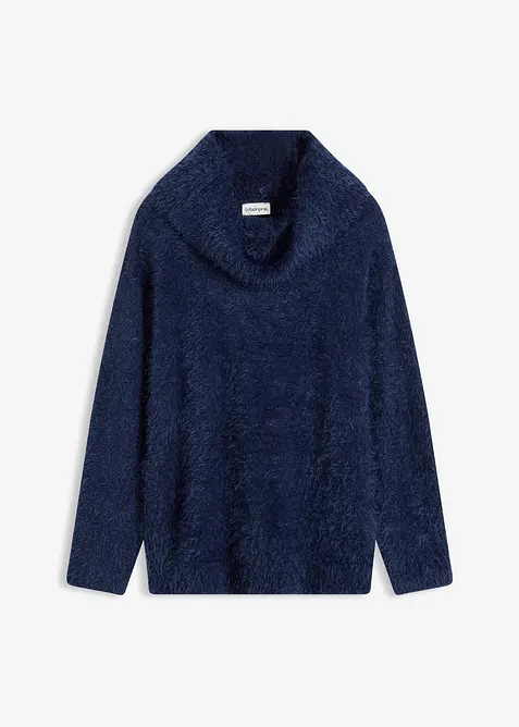Oversized fluffy trui met een col, bonprix