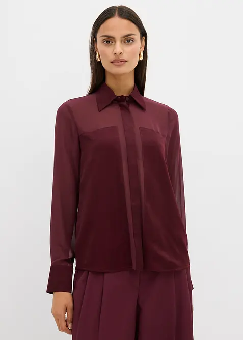 Overhemdblouse met inzetstuk van satijn, bonprix