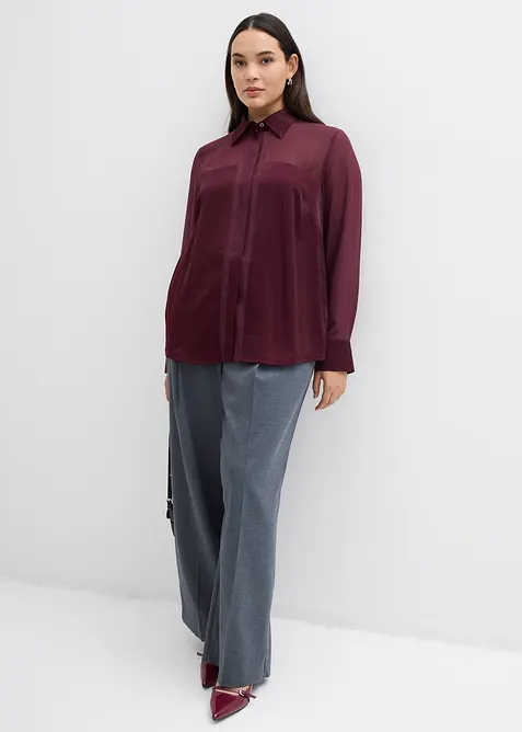 Overhemdblouse met inzetstuk van satijn, bonprix