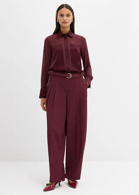 Overhemdblouse met inzetstuk van satijn, bonprix