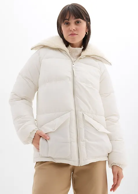Gewatteerde jas met teddykraag, bonprix