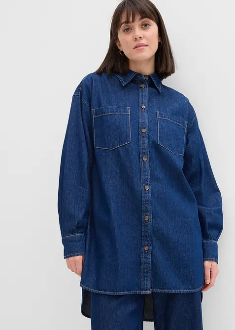 Spijkerblouse van zware denim, puur katoen, oversized, bonprix