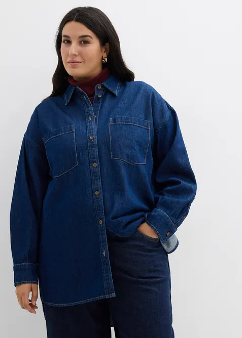 Spijkerblouse van zware denim, puur katoen, oversized, bonprix