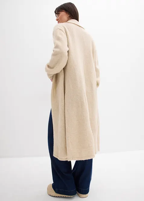 Lang gebreid vest in harige look, bonprix