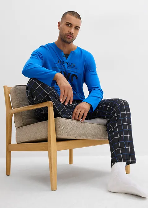 Pyjama van katoen met lange mouwen en knoopsluiting, bonprix