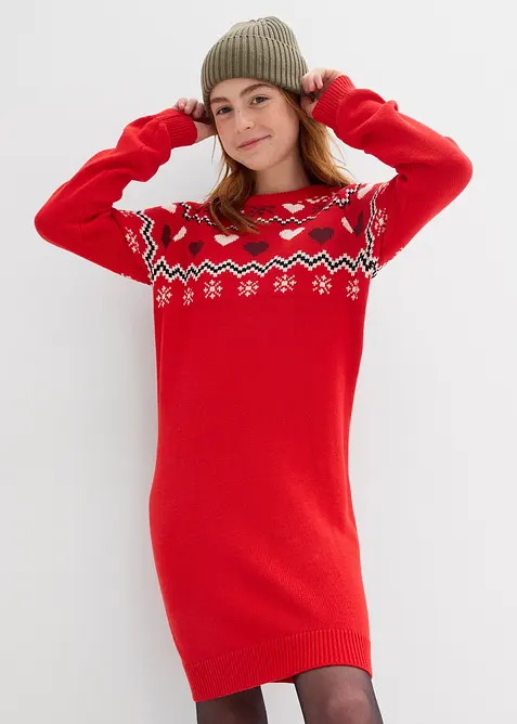 Gebreide meisjes jurk met Noors patroon, bonprix