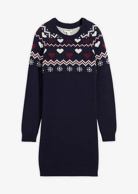 Gebreide meisjes jurk met Noors patroon, bonprix