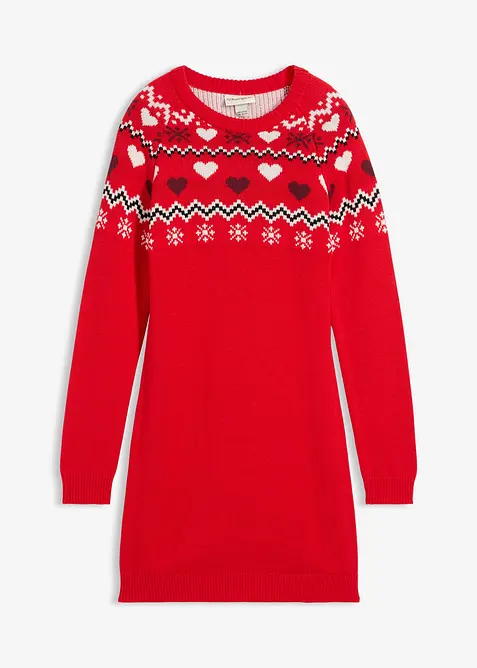 Gebreide meisjes jurk met Noors patroon, bonprix