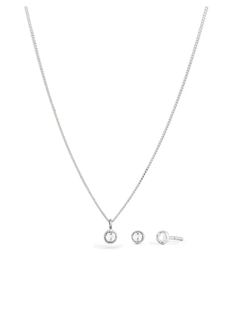 Ketting & oorringen van 925 sterling zilver (3-dlg. sieradenset), elli