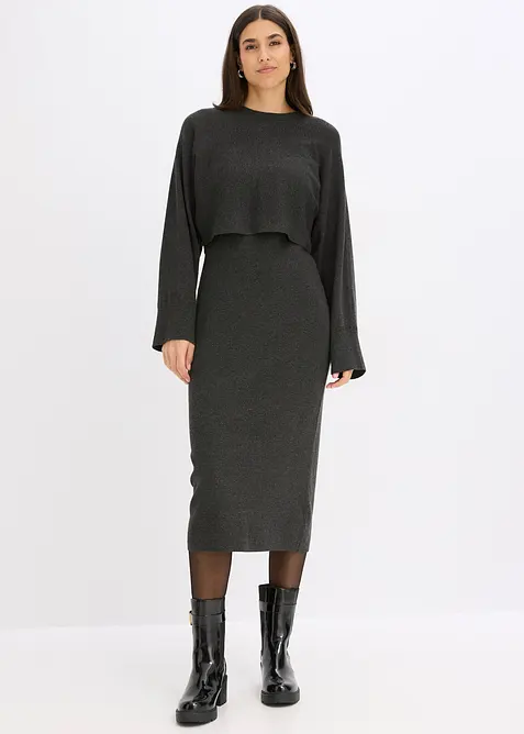 Gebreide jurk en shirt (2-dlg. set), bonprix