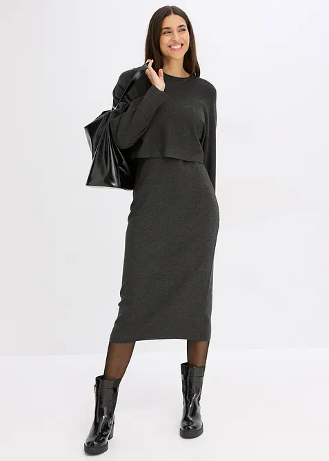 Gebreide jurk en shirt (2-dlg. set), bonprix