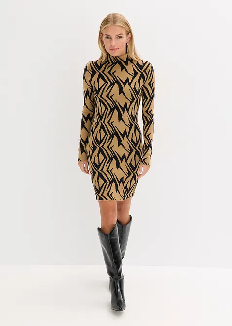 Accentuerende gebreide jurk met col, bonprix