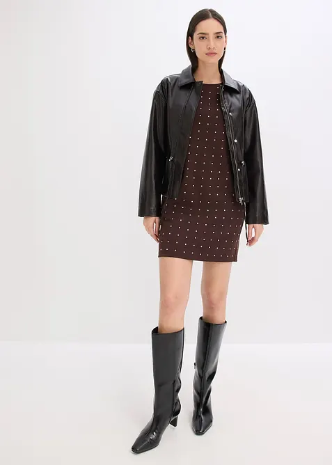 Jersey jurk met strass-applicaties, bonprix