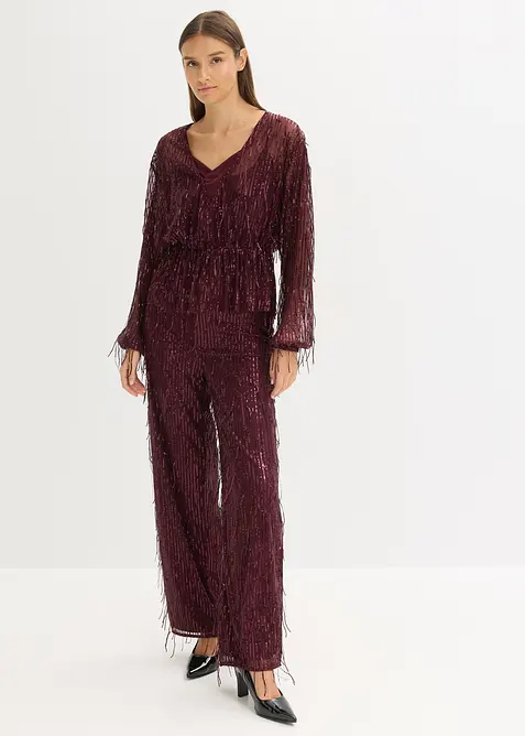 Paillettenblouse met franjes, bonprix