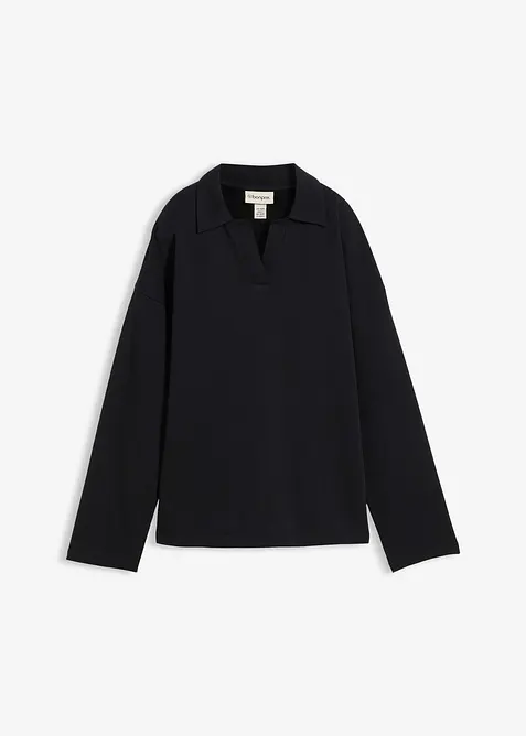 Sweater van biologisch katoen met gebreide polokraag, bonprix