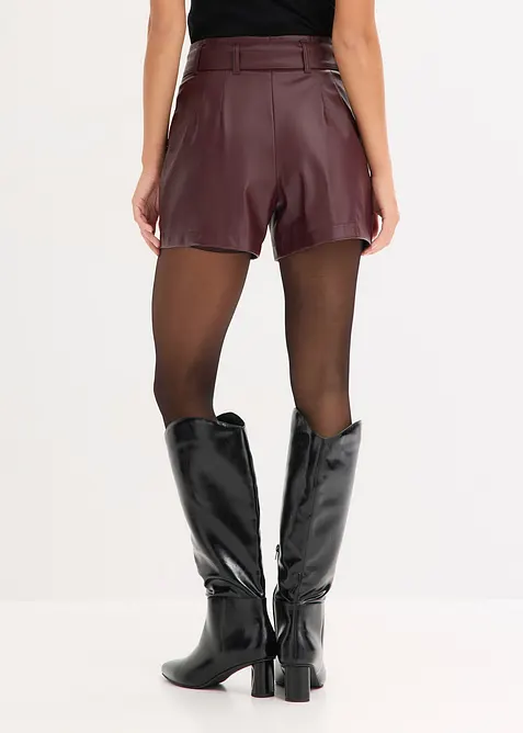Imitatieleren short met riem, bonprix