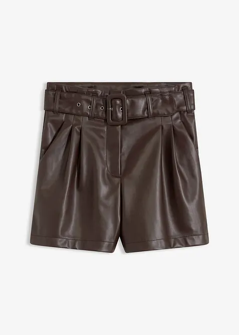 Imitatieleren short met riem, bonprix