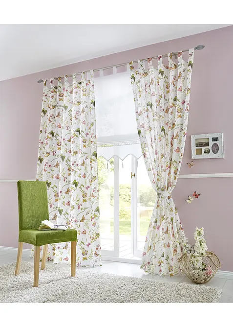 Gedessineerd microvezel gordijn met embrasse (1 stuk), bonprix