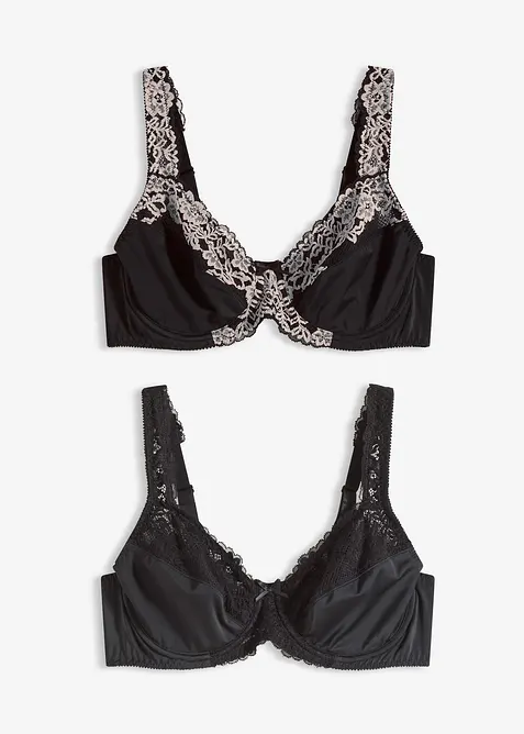 Beugel bh met gewatteerde schouderbandjes (set van 2), bonprix