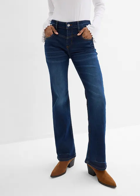 Mid waist stretch jeans, bootcut, bonprix