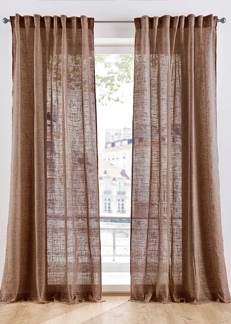 Transparant gordijn in linnen look (1 stuk), bonprix