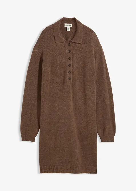 Korte gebreide jurk met knoopsluiting, bonprix