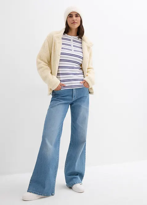 Geribde longsleeve in een biologische katoenmix, bonprix