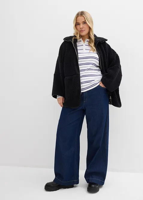 Geribde longsleeve in een biologische katoenmix, bonprix