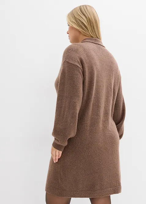 Korte gebreide jurk met knoopsluiting, bonprix