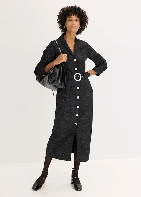 Twill jurk met riem (2-dlg. set), bonprix