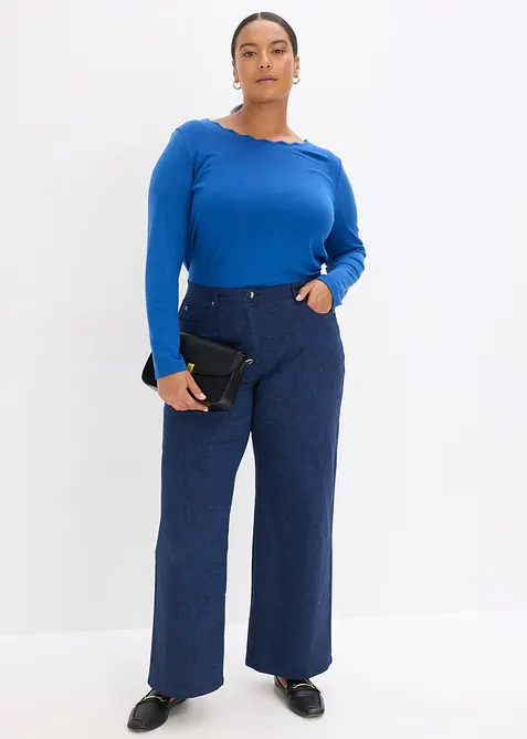 Wide leg broek van stretch katoen, bonprix