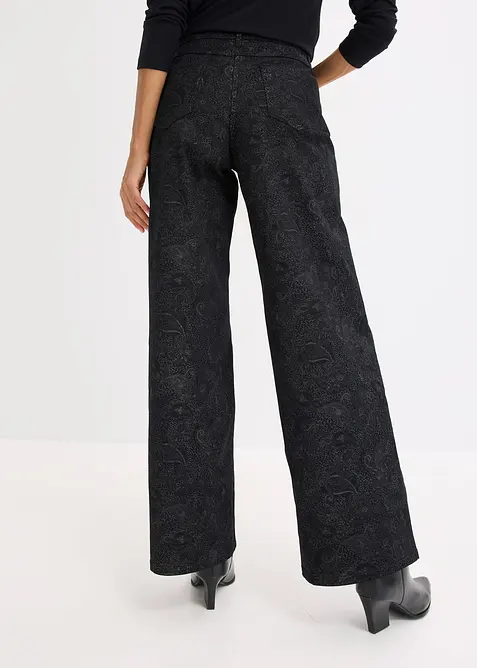 Wide leg broek van stretch katoen, bonprix