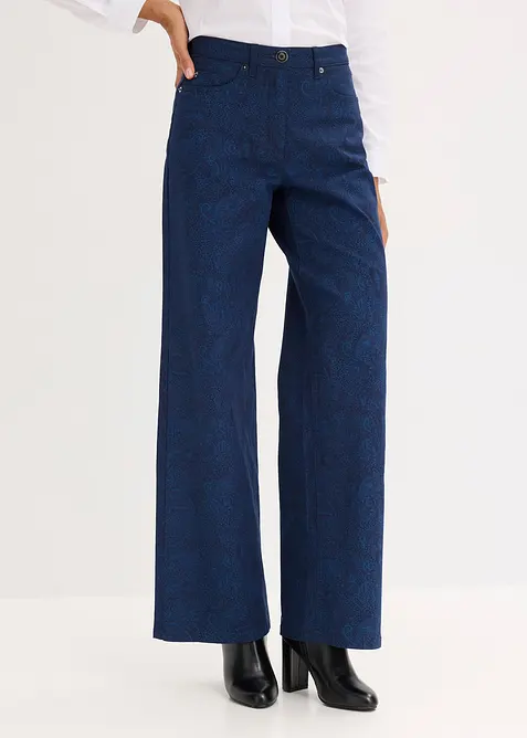 Wide leg broek van stretch katoen, bonprix