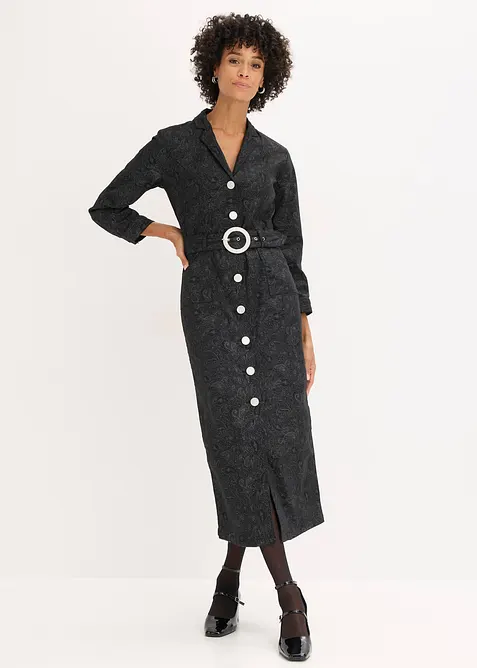 Twill jurk met riem (2-dlg. set), bonprix