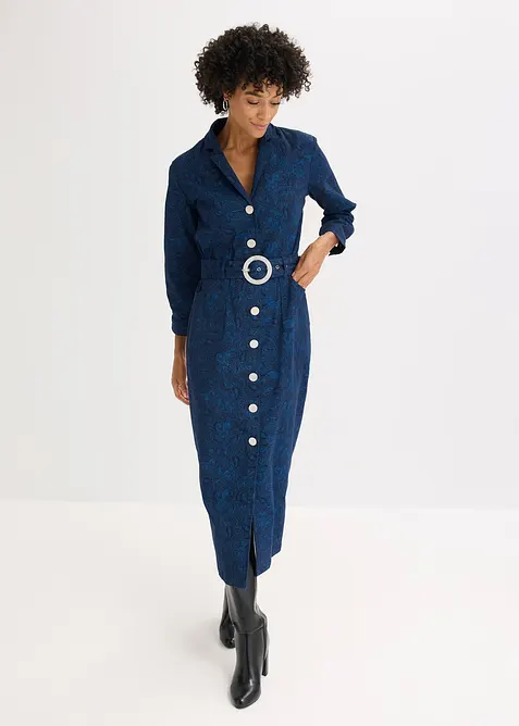 Twill jurk met riem (2-dlg. set), bonprix