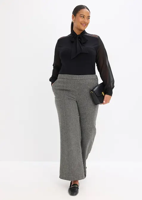 Shirt met strik en kant, bonprix