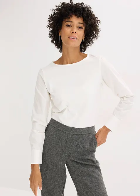 Longsleeve van katoen met mouwen van popeline, bonprix