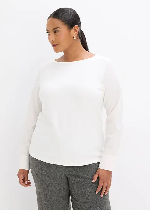 Longsleeve van katoen met mouwen van popeline, bonprix