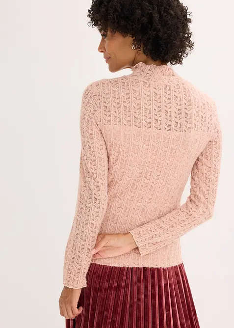 Colshirt met kant, bonprix