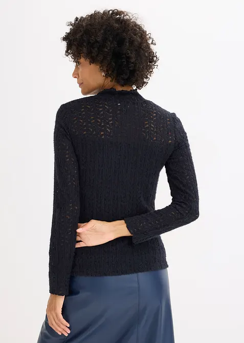 Colshirt met kant, bonprix