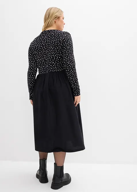 Jurk in een mix van materialen van puur katoen, bonprix