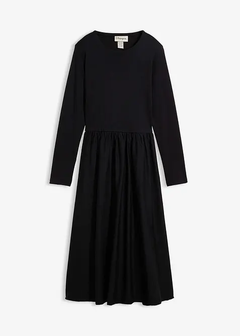 Jurk in een materiaalmix van puur katoen, bonprix