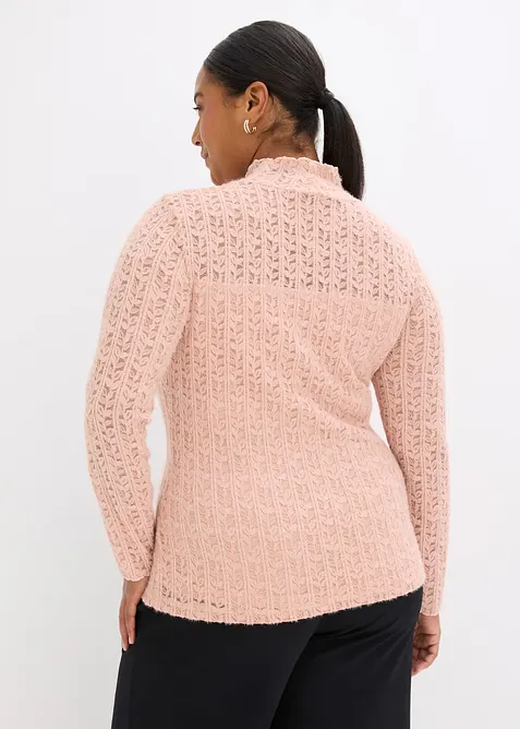 Colshirt met kant, bonprix