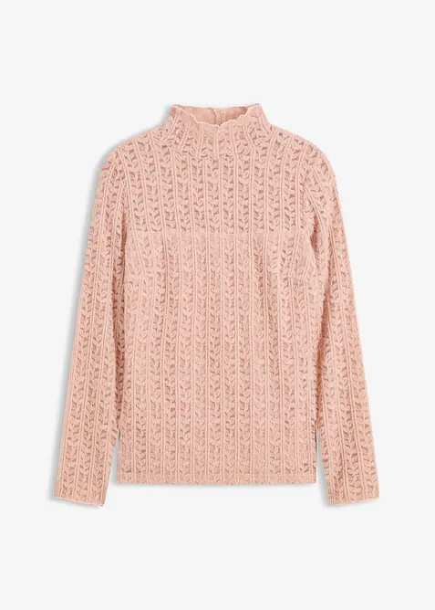 Colshirt met kant, bonprix